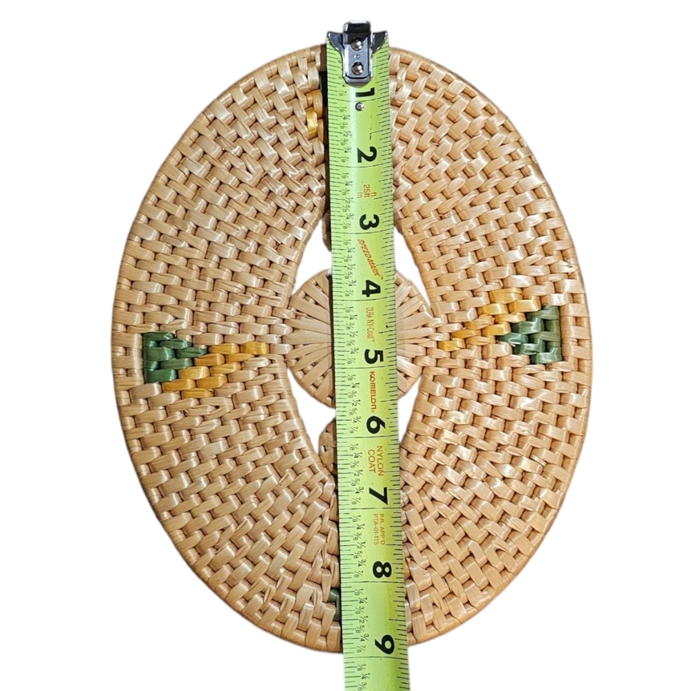 Vintage Set of 2 Colorful Iron & Acrylic Butterfly and Woven Oval Trivets - Picture 6 of 8